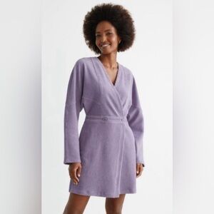 & Other Stories Lavender Corduroy Long Sleeve Wrap Mini Dress Size Medium
